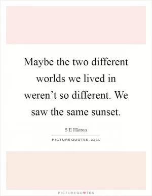 Maybe the two different worlds we lived in weren’t so different. We saw the same sunset Picture Quote #1