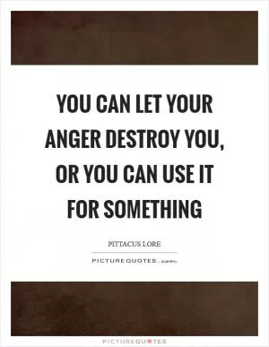 You can let your anger destroy you, or you can use it for something Picture Quote #1