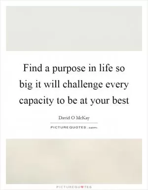 Find a purpose in life so big it will challenge every capacity to be at your best Picture Quote #1