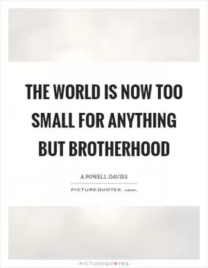 The world is now too small for anything but brotherhood Picture Quote #1