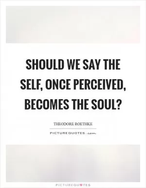 Should we say the self, once perceived, becomes the soul? Picture Quote #1