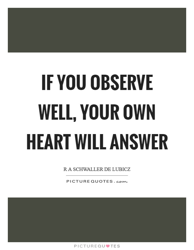 If you observe well, your own heart will answer Picture Quote #1