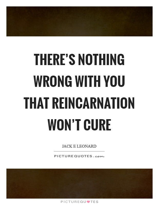 There's nothing wrong with you that reincarnation won't cure Picture Quote #1