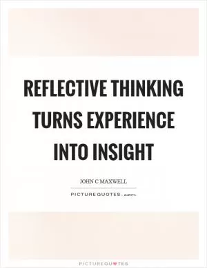 Reflective thinking turns experience into insight Picture Quote #1