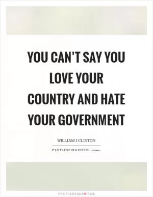 You can’t say you love your country and hate your government Picture Quote #1