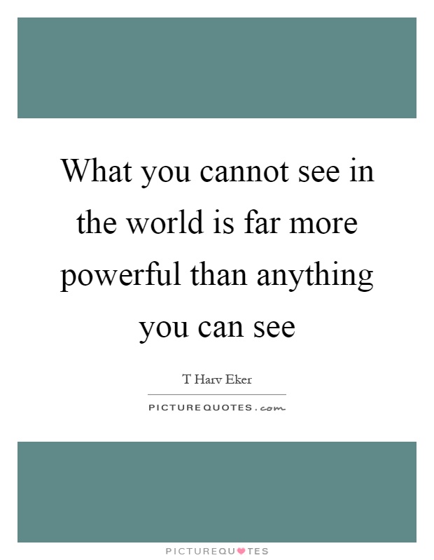 What you cannot see in the world is far more powerful than anything you can see Picture Quote #1