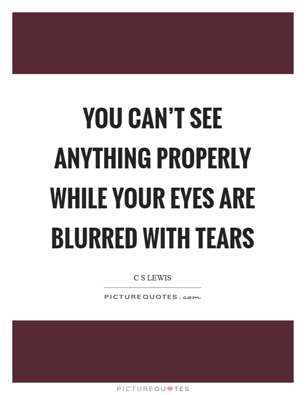 You can't see anything properly while your eyes are blurred with tears Picture Quote #1