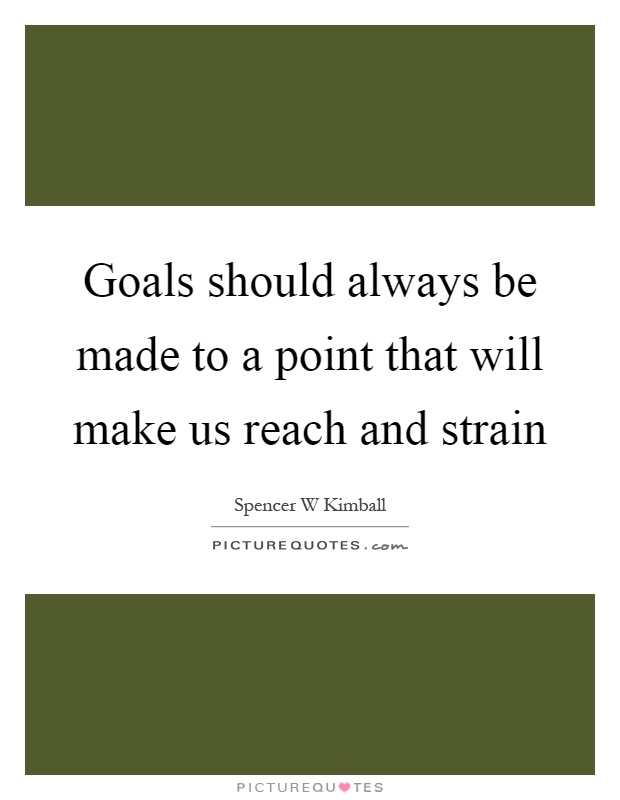 Goals should always be made to a point that will make us reach and strain Picture Quote #1