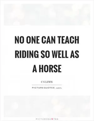 No one can teach riding so well as a horse Picture Quote #1