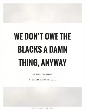 We don’t owe the blacks a damn thing, anyway Picture Quote #1