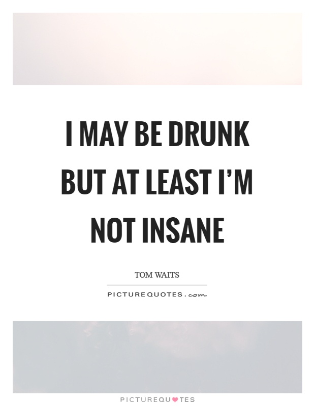 I may be drunk but at least I'm not insane Picture Quote #1