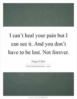 I can’t heal your pain but I can see it. And you don’t have to be lost. Not forever Picture Quote #1