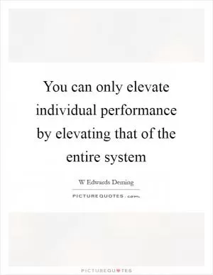You can only elevate individual performance by elevating that of the entire system Picture Quote #1