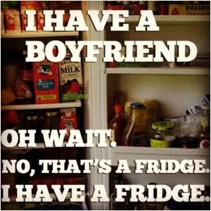I have a boyfriend. Oh wait. No, that’s a fridge. I have a fridge Picture Quote #1
