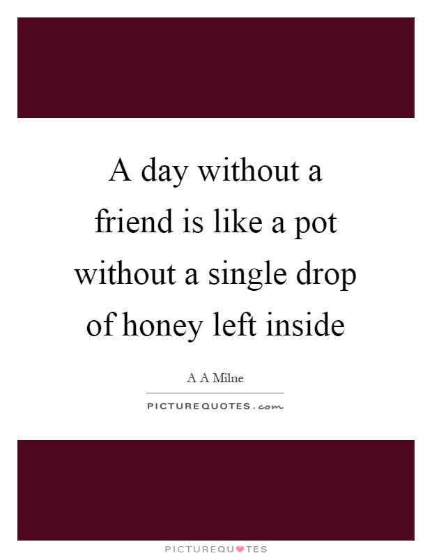 A day without a friend is like a pot without a single drop of honey left inside Picture Quote #1
