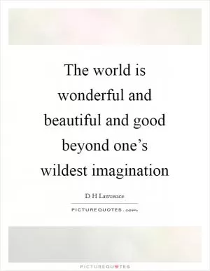 The world is wonderful and beautiful and good beyond one’s wildest imagination Picture Quote #1