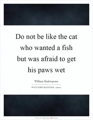 Do not be like the cat who wanted a fish but was afraid to get his paws wet Picture Quote #1