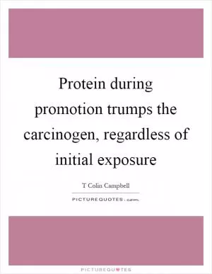 Protein during promotion trumps the carcinogen, regardless of initial exposure Picture Quote #1