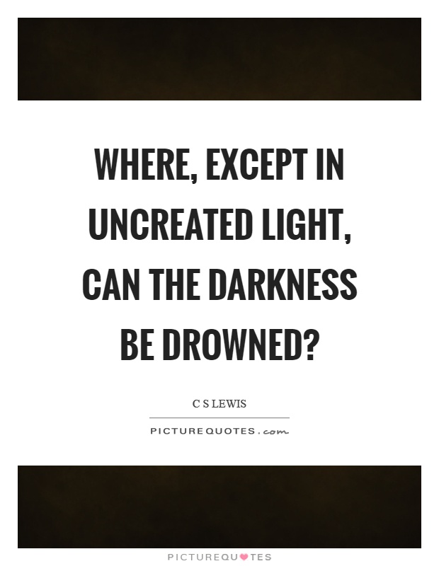 Where, except in uncreated light, can the darkness be drowned? Picture Quote #1