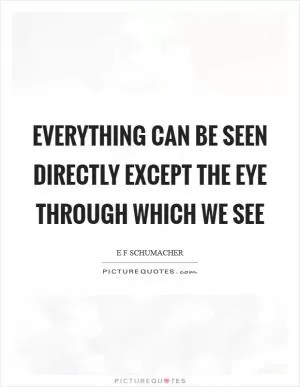 Everything can be seen directly except the eye through which we see Picture Quote #1