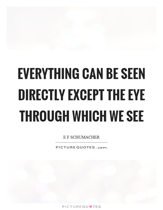Everything can be seen directly except the eye through which we see Picture Quote #1