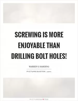 Screwing is more enjoyable than drilling bolt holes! Picture Quote #1