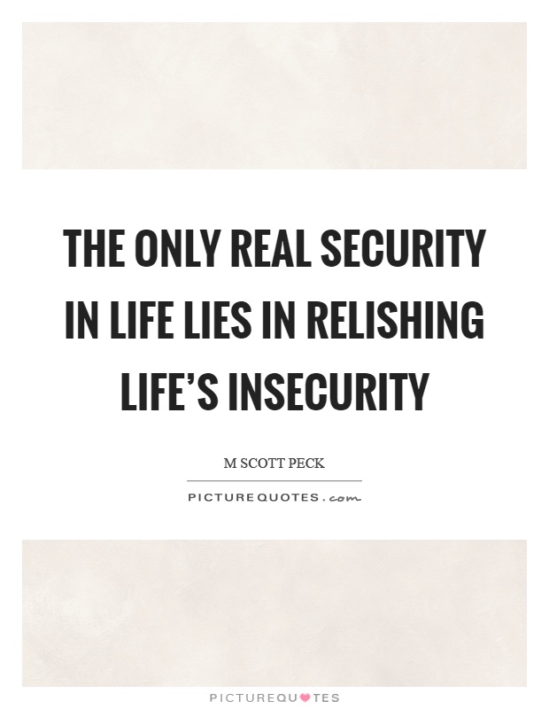 The only real security in life lies in relishing life's insecurity Picture Quote #1