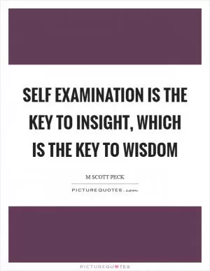 Self examination is the key to insight, which is the key to wisdom Picture Quote #1