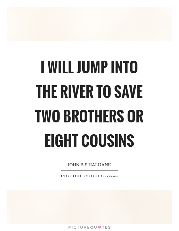 I will jump into the river to save two brothers or eight cousins Picture Quote #1