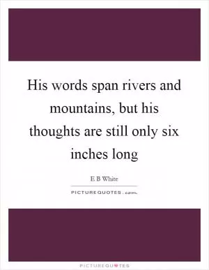 His words span rivers and mountains, but his thoughts are still only six inches long Picture Quote #1