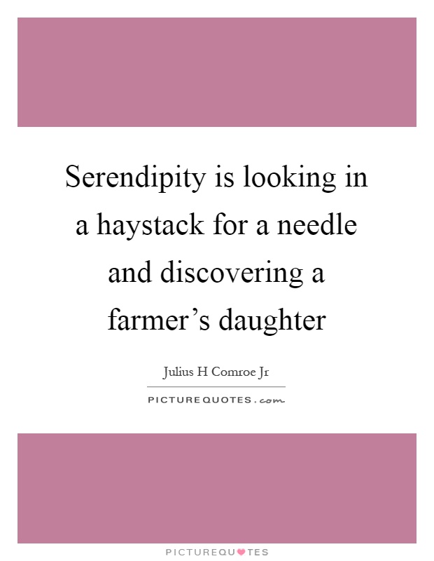 Serendipity is looking in a haystack for a needle and discovering a farmer's daughter Picture Quote #1