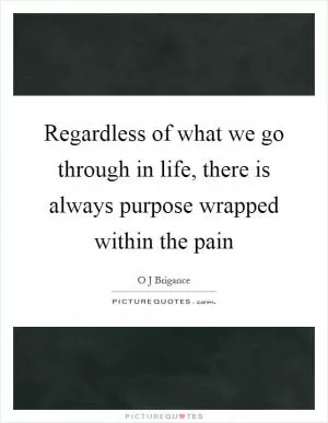 Regardless of what we go through in life, there is always purpose wrapped within the pain Picture Quote #1