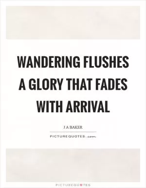 Wandering flushes a glory that fades with arrival Picture Quote #1