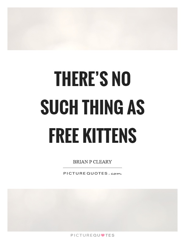 There's no such thing as free kittens Picture Quote #1