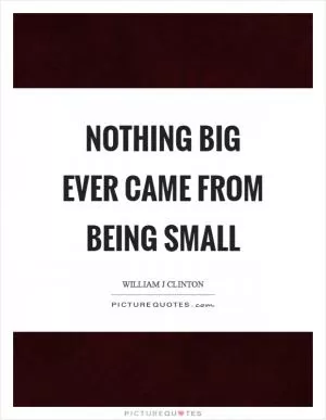 Nothing big ever came from being small Picture Quote #1