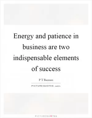 Energy and patience in business are two indispensable elements of success Picture Quote #1