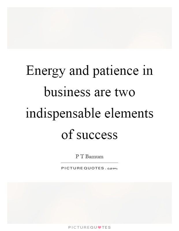 Energy and patience in business are two indispensable elements of success Picture Quote #1