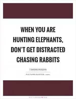 When you are hunting elephants, don’t get distracted chasing rabbits Picture Quote #1