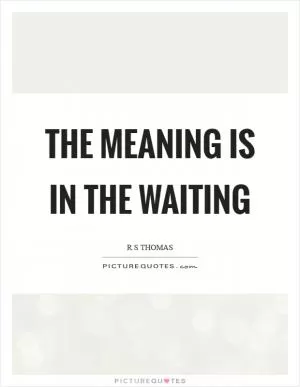 The meaning is in the waiting Picture Quote #1