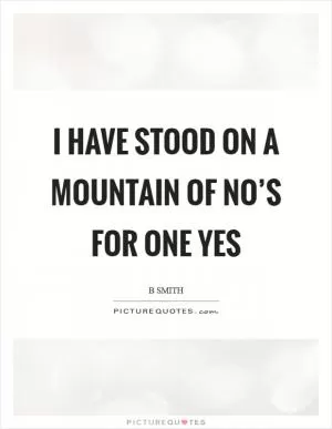 I have stood on a mountain of no’s for one yes Picture Quote #1
