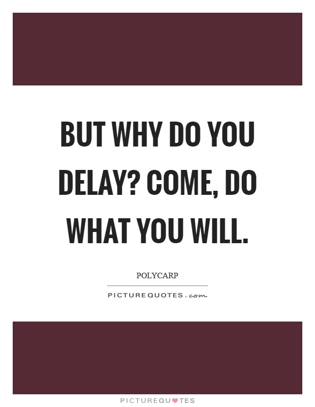 But why do you delay? Come, do what you will Picture Quote #1