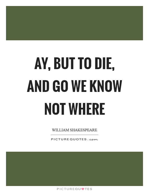 Ay, but to die, and go we know not where Picture Quote #1