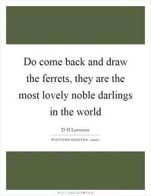 Do come back and draw the ferrets, they are the most lovely noble darlings in the world Picture Quote #1