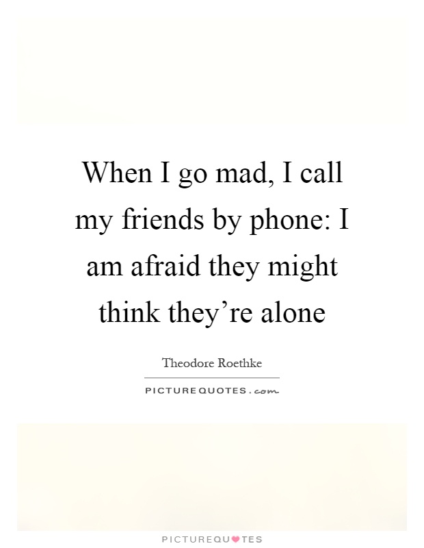 When I go mad, I call my friends by phone: I am afraid they might think they're alone Picture Quote #1