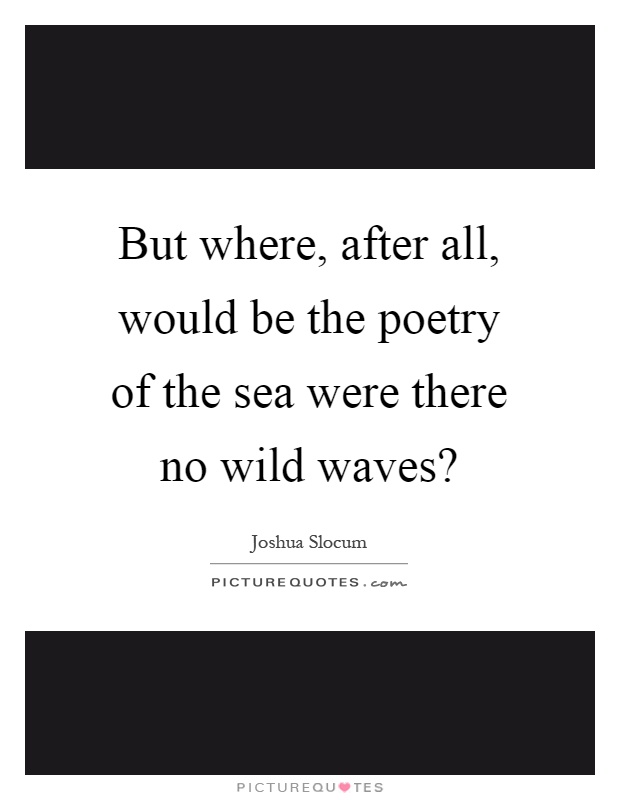 But where, after all, would be the poetry of the sea were there no wild waves? Picture Quote #1
