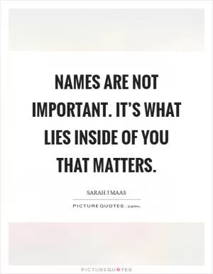 Names are not important. It’s what lies inside of you that matters Picture Quote #1