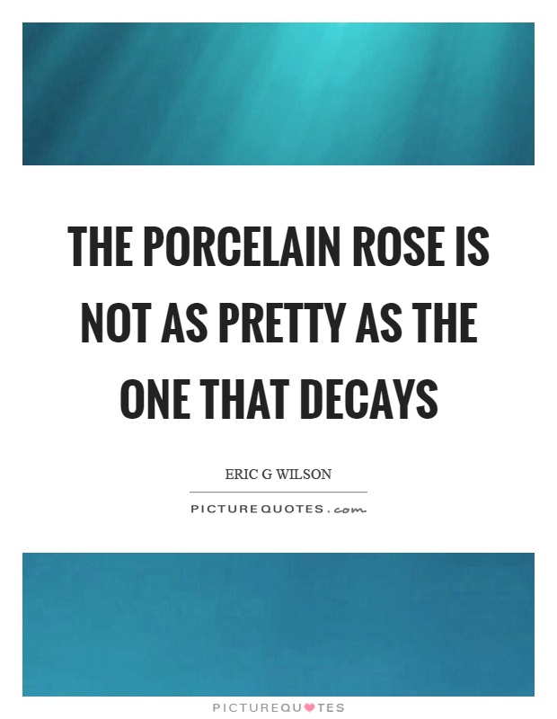 The porcelain rose is not as pretty as the one that decays Picture Quote #1