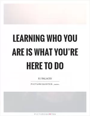 Learning who you are is what you’re here to do Picture Quote #1