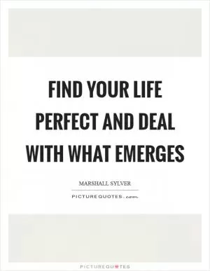 Find your life perfect and deal with what emerges Picture Quote #1