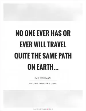 No one ever has or ever will travel quite the same path on earth Picture Quote #1
